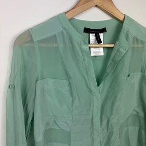 BCBGMaxAzria Light Green Sheer Blouse